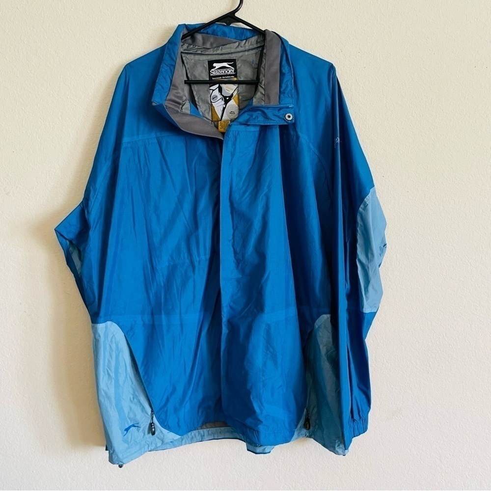 Slazenger mens weather windbreaker golf jacket blue XL full zip extra pockets